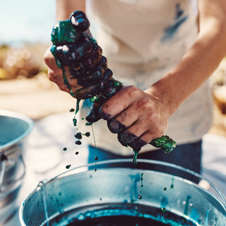 The ancient dyeing technique of Japanese Shibori.